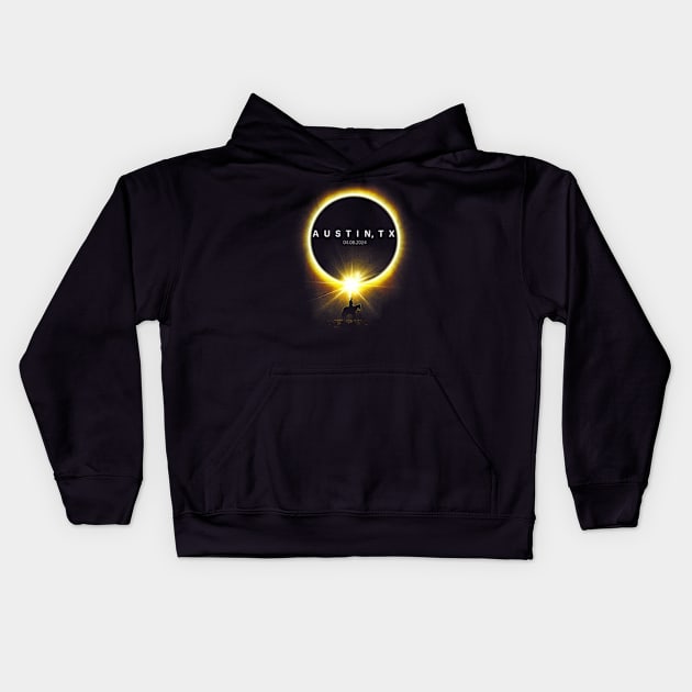 Totality Solar Eclipse 2024 04.08.24 Seen From Austin Texas Kids Hoodie by Diana-Arts-C